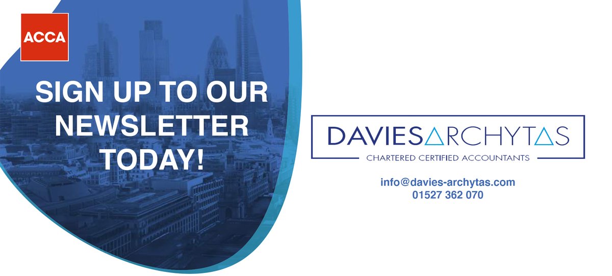 DaviesArchytas's tweet photo. Never miss important changes to the latest UK financial developments by signing up to our email newsletter.  

Read informative articles on personal and business accounts good practice, tips and current legislation..

Simply click here to sign up: https://t.co/RAuFf4WtvO https://t.co/9afar5EoGD