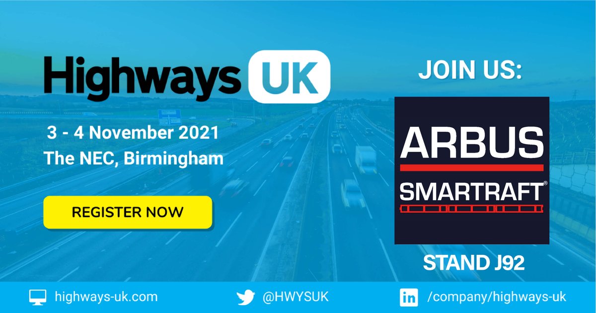 ArbusLimited's tweet photo. We are excited to announce that we will be at Highways UK at the NEC Birmingham on the 3rd &amp; 4th of Nov 2021. 

Featuring our latest VRS innovations: Smartraft® &amp; Restore https://t.co/XKe1ttxlrP

#smartraft #worksmarternotharder #restore #deformableconcretevrs #highwaysengland https://t.co/hvPvPtXT1q