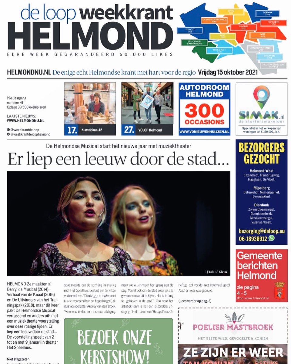 Voorpagina van <a href="/De_Loop/">Weekkrant De Loop Helmond</a> deze week. De leeuw is in aantocht! Kaartjes? theaterspeelhuis.nl 🤩