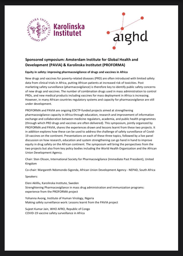 PaviaProject's tweet photo. We are pleased to share with you that #PAVIA is co-hosting, together with #PROFORMA, a Symposium at the Tenth @EDCTP Forum on Wednesday October 20th, 13:00-14:00 CAT. The topic is “Equity in safety: improving pharmacovigilance of drugs and vaccines in Africa”. https://t.co/QXr1A0Cpp0