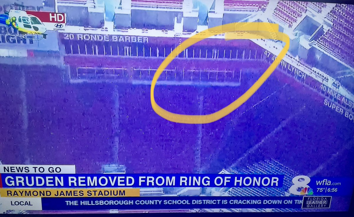 samarasodos's tweet photo. Former #Raiders #Bucs Coach Jon Gruden is officially removed from @Buccaneers #RingofHonor via Eagle8 @8_plamison, @WFLA - Join the conversation in Tampa! https://t.co/rwtS8qUK7W https://t.co/rbfQrsYsI6