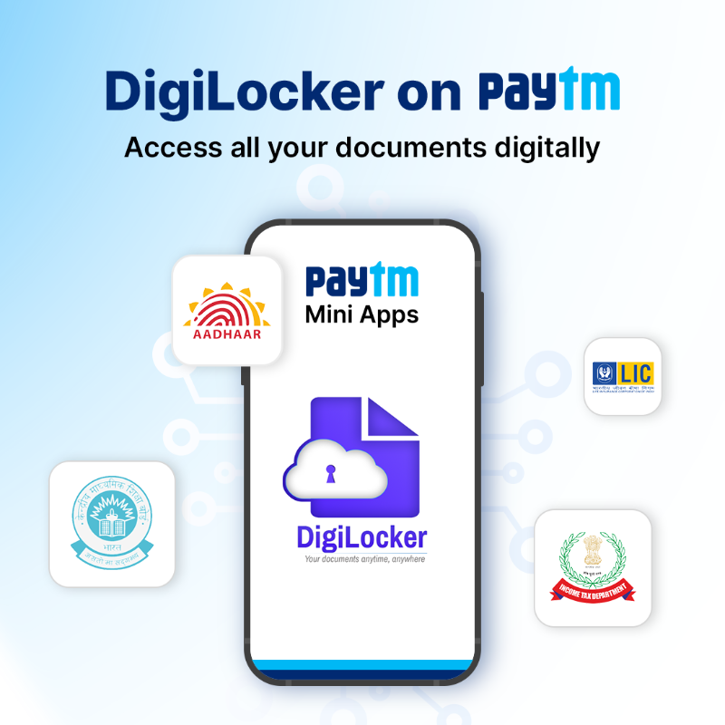 Paytm's tweet photo. Access all your important documents and certificates right on the Paytm App!

@digilocker_ind is now on Paytm! 📲