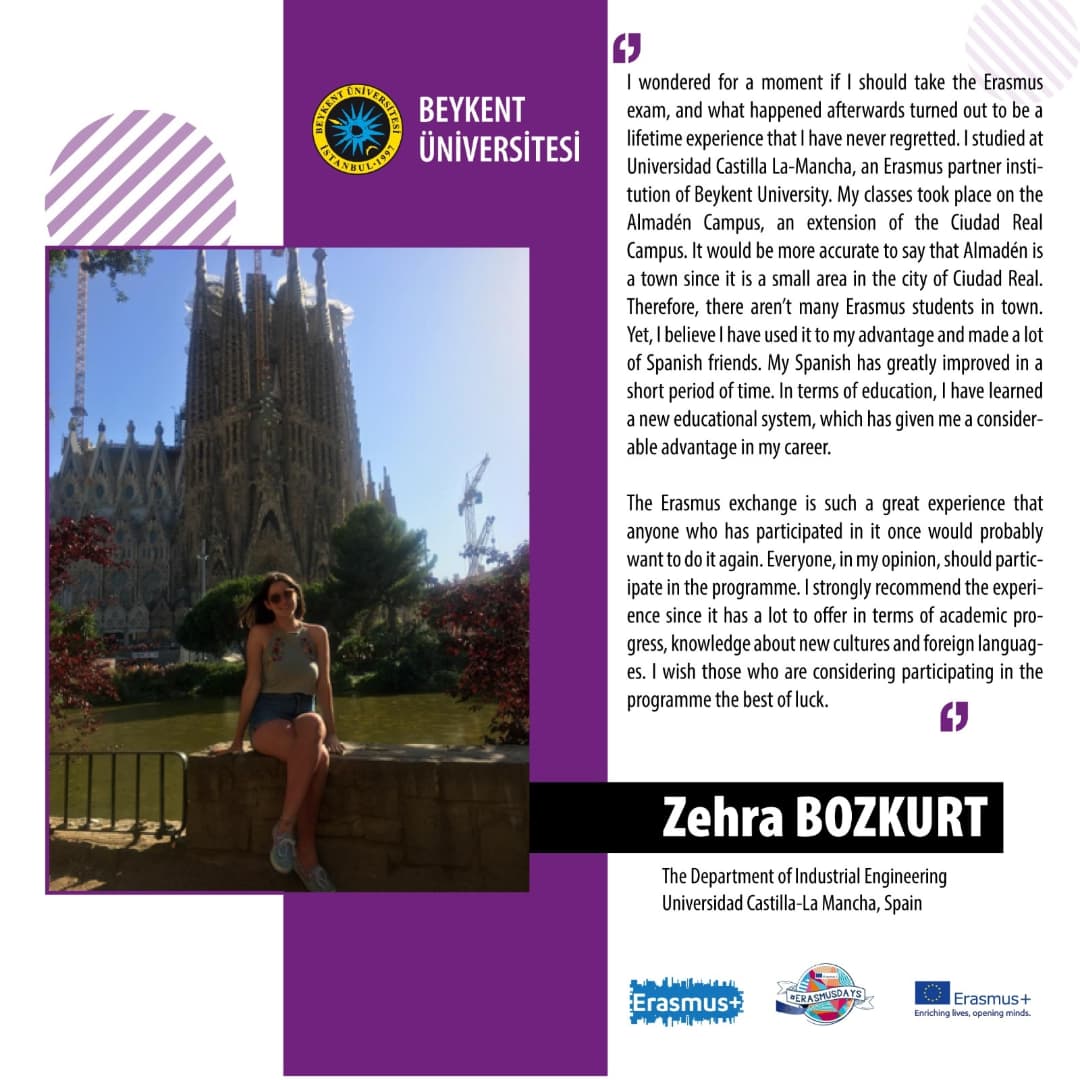 Zehra Bozkurt, is a graduated student the Department  of Industrial Engineering from the Faculty of Engineering and Architecture of our university, shared her experiences with us for our Marvelous Days of Youth event as part of #ErasmusDays 
<a href="/ulusalajans/">Türkiye Ulusal Ajansı 🇹🇷 Turkish NA</a>