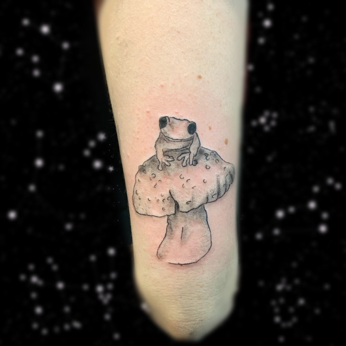 Tattoo tagged with mushroom neotrad thigh frog rat  inkedappcom