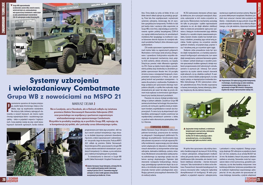 WBGroup_PL's tweet image. W magazynie @NTWojskowa 10/2021 opis nowości prezentowanych przez @WBGroup_PL na targach #MSPO 2021. Wóz opancerzony #Combatmate #ZSU #WARMATE-TL