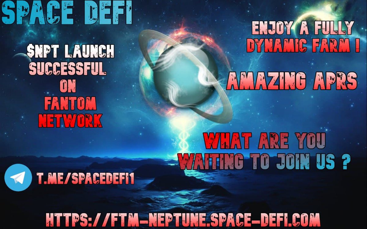 FARMING IS LIVE !!! $NPT on <a href="/FantomFDN/">Fantom Opera</a>
 
✅join us ftm-neptune.space-defi.com

#AVAX    #BSC #YieldFarming  #DEFI  #BNB @FTMAlerts
 #FTM #DEFI #Polygon