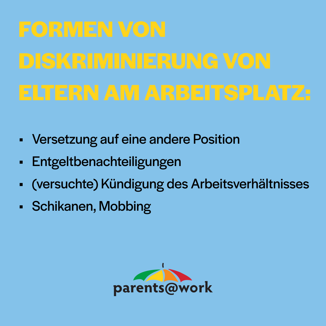 ParentsWork_EU's tweet photo. Mütter und Väter sind oft allein aufgrund der Tatsache, dass sie Eltern sind oder Elternkarenz/-teilzeit in Anspruch nehmen wollen, massiven Benachteiligungen und Diskriminierungen am Arbeitsplatz ausgesetzt. 

Mehr dazu: https://t.co/nCeSDPr1UZ

#vereinbarkeit #gleichbehandlung https://t.co/ZYzdyfBa3T