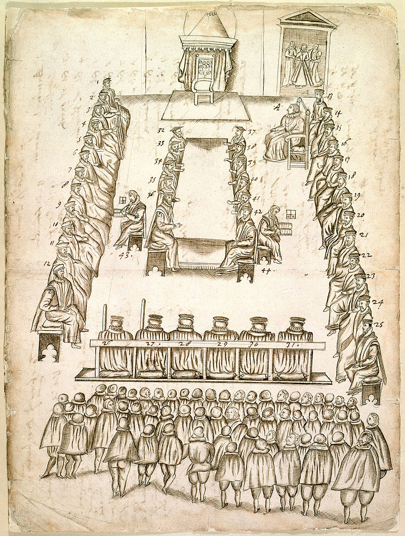 Drawing of the trial of Mary, Queen of Scots, held between 14 and 15 October 1586. #OTD