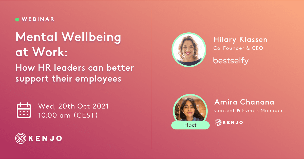 We are pleased to bring you a webinar with HR expert 
<a href="/hilaryklassen/">Hilary Klassen</a>
 on "Mental Wellbeing at Work: Expert tips on how HR leaders can better support their employees" 

🗓️: Wednesday 20th October
⏱️: 10:00am CET
Sign up here:  hr.kenjo.io/en/mental-well…

You don't want to miss this!