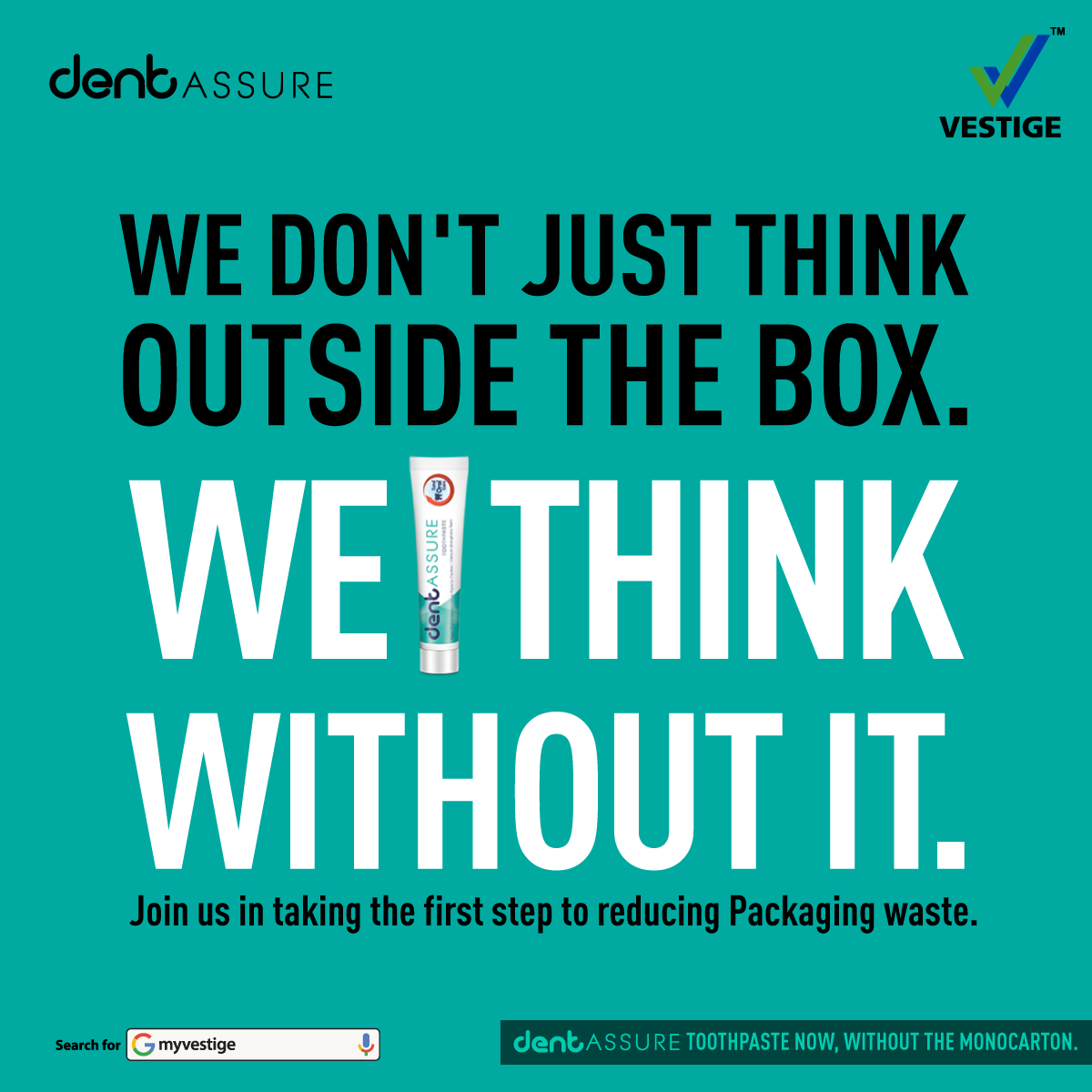 vestigemkt's tweet photo. Let's join hands in taking small steps towards reducing packaging waste🌱
We have removed the cartons from DentASSURE toothpaste to save our environment and nature🌍

#ForGreen
#WishYouWellth https://t.co/KgvN5ru0nc