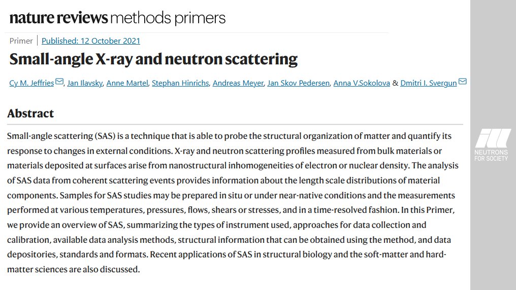 ILLGrenoble's tweet image. 𝐒𝐦𝐚𝐥𝐥-𝐚𝐧𝐠𝐥𝐞 #𝐗𝐫𝐚𝐲 𝐚𝐧𝐝 #𝐧𝐞𝐮𝐭𝐫𝐨𝐧 𝐬𝐜𝐚𝐭𝐭𝐞𝐫𝐢𝐧𝐠 now available via SharedIt rdcu.be/czm8x
A 39-page review!
🔹types of instrument
🔸data collection | calibration + analysis methods
🔹data depositories, standards &amp;amp; formats
🔸recent applications