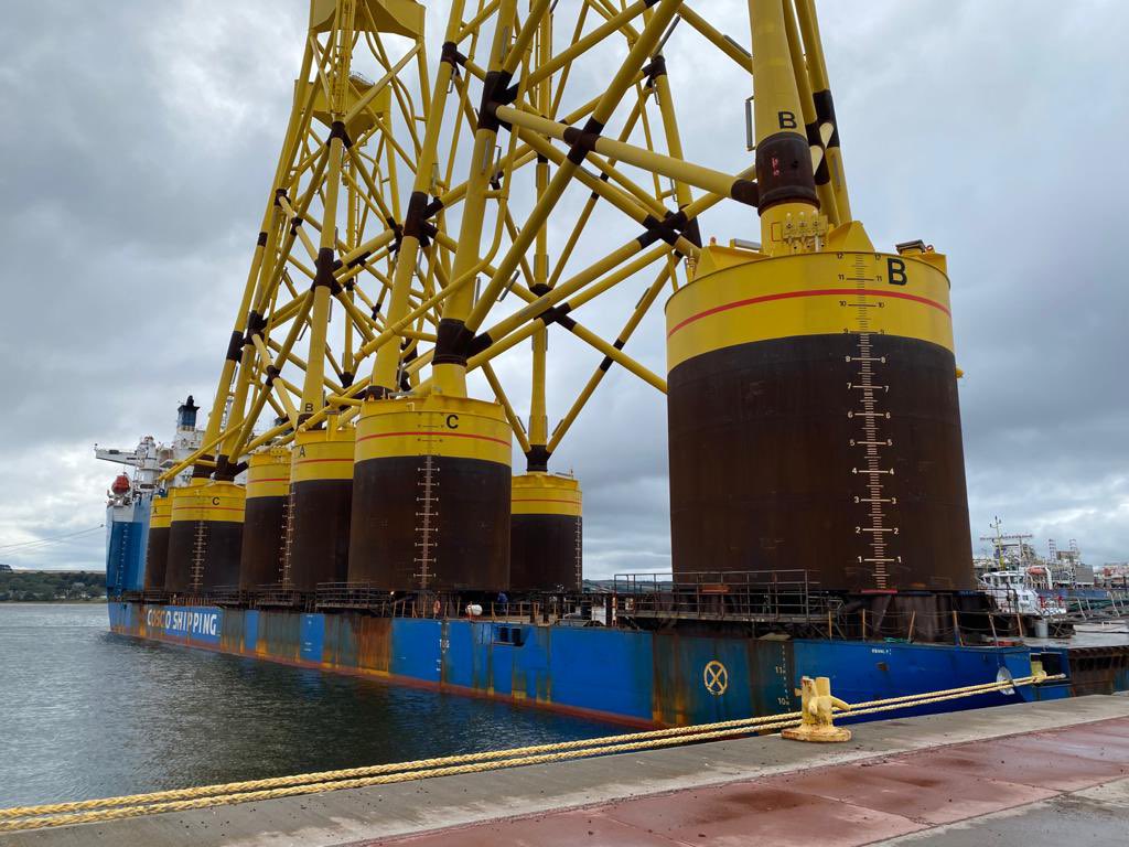 nMarineServices's tweet photo. NMS have been busy working with Seagreen Wind Farm at Nigg Energy Park. 

The first barge has recently sailed for site, and we are kept active in Nigg with SPMT and crane operations. 

Great to see the project well underway to constructing Scotland’s largest offshore Windfarm! https://t.co/KNKsjIemF0