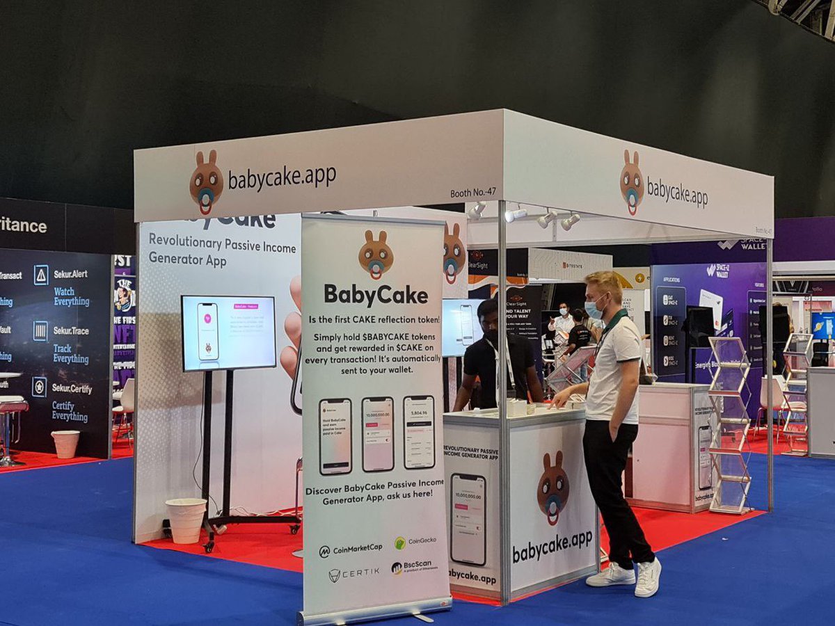 📍In #Dubai for the #CryptoExpo?

✨Stop by booth 47 &amp; learn about @BabyCakeBSC

💕Hold #BabyCake &amp; earn passive income via #PancakeSwap’s #CAKE

#NFT #DeFi #Bitcoin  #BTC  #BINANCE  #BNB  #CRYPTO #ALTCOIN #UPTOBER #shibainu #BabyDoge #Apple #GooglePlay #BSCGems #BSC  #investment