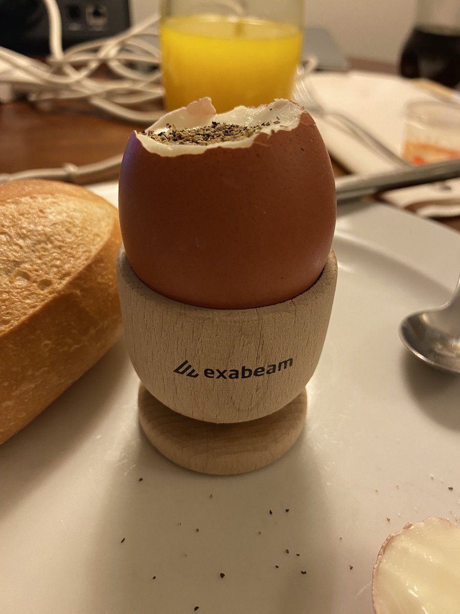 safesecs's tweet photo. Promotional @exabeam egg cup in full effect! I’d heard from some friends over the pond that these aren’t A Thing. So consider this post both demonstrative and educational, ‘Murica chums! #eggsabeam #dippyegg #eggsDR https://t.co/wA7ThEfKoN