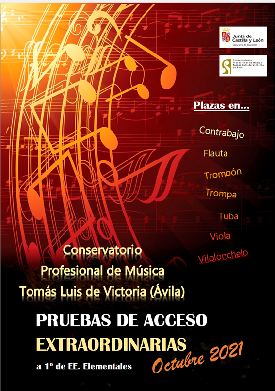 📢📢 ¡ATENCIÓN! Apertura de plazo extraordinario para pruebas de acceso a 1º EEEE 
Toda la información en: conservatoriodeavila.es