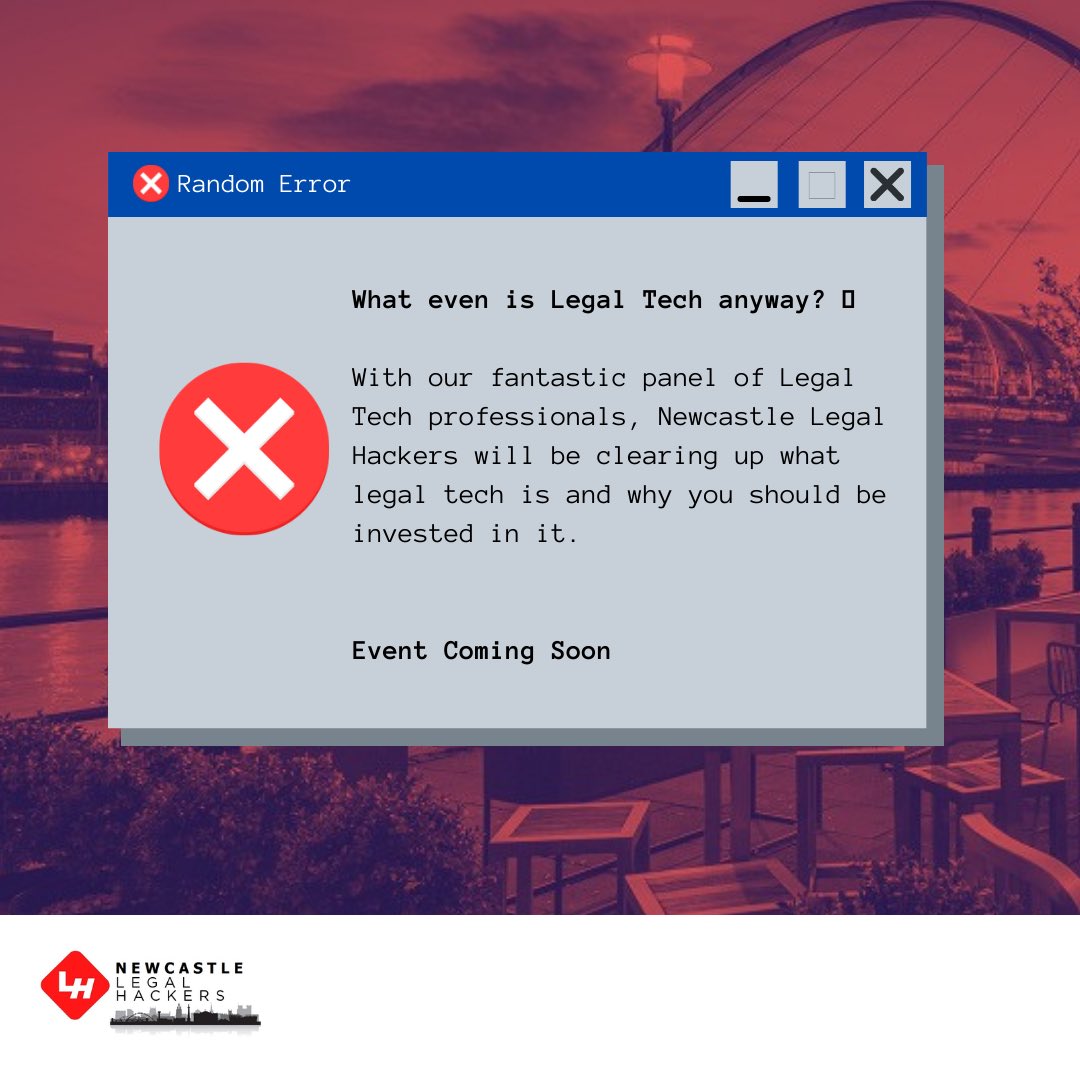 Event Coming Soon! 🚨

Join Newcastle Legal Hackers this November with our ‘What even is Legal Tech anyway?” Event! 

Clearing up the confusion and the opportunities you can find in Legal Tech with our panel of experts guiding you through it!
