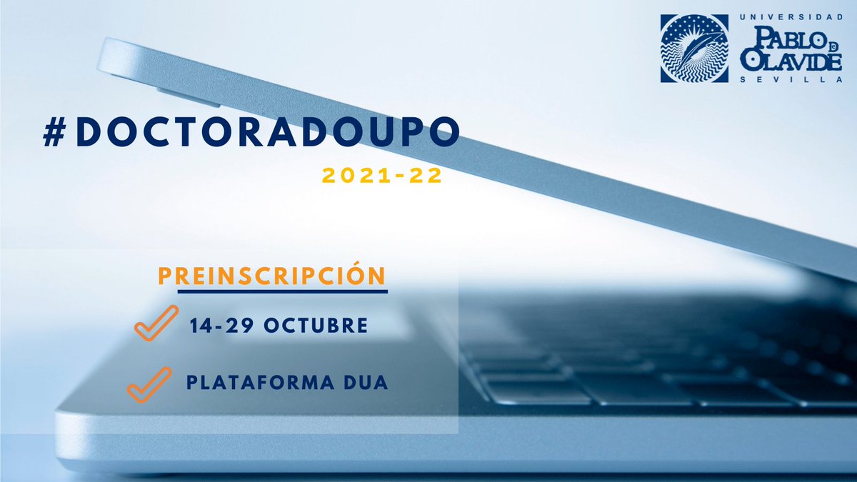 postgradoUPO's tweet photo. 📢 ABIERTA LA FECHAS DE PREINSCRIPCIÓN A NUESTROS DOCTORADOS para  el curso 2021-2022:
📌 Hasta el 29 de octubre
Tienes todo el calendario detallado en: 👇
https://t.co/W4eW9vVaFL
#DOCTORADOUPO #UPO https://t.co/lV4WlFhOog