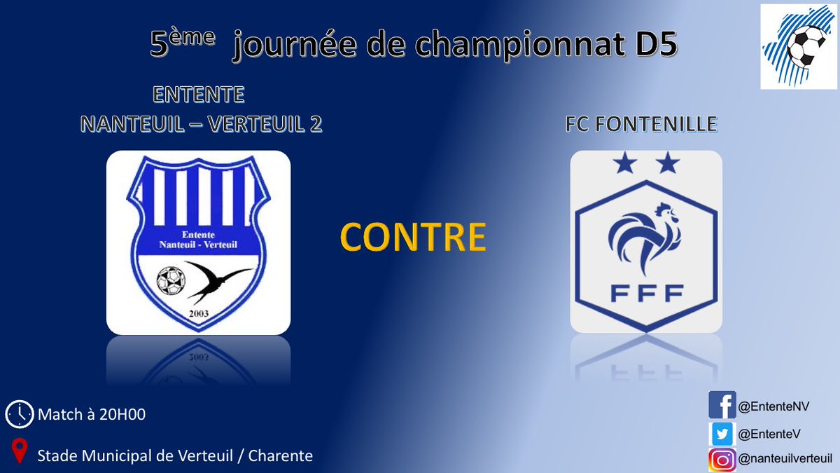 EntenteV's tweet photo. ⚽️ ANNONCES DE MATCHS ⚽️

Ce week-end l’équipe B de l’Entente Nanteuil - Verteuil jouera à domicile le Samedi 16 Octobre a 20h00. 

L’équipe A quant à elle jouera Dimanche 17 Octobre à l’extérieur. https://t.co/P6rYWuusiI