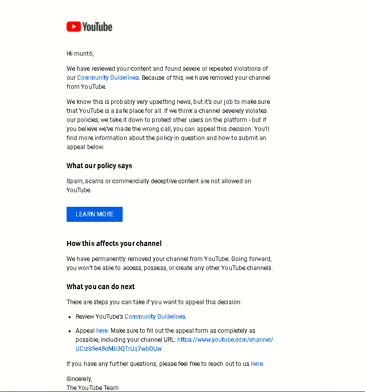munt47's tweet photo. @TeamYouTube WTF??? MY ACCOUNT WAS HACKED AND YOU BAN ME FOR NOTHING? I did everything in my power to avoid this and I still get banned. Help me please, anyone who sees this could you please like and rt so they can see because I dont know what to do https://t.co/nlPfiEk8R4
