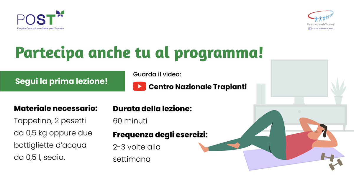 Sei trapiantato o sei in attesa di ricevere un organo? Puoi rimetterti in forma in sicurezza seguendo il programma di allenamento promosso dal #progettoPOST grazie a <a href="/inail_gov/">Inail</a> . Guarda la prima video lezione 👉 bit.ly/lezione_n1
