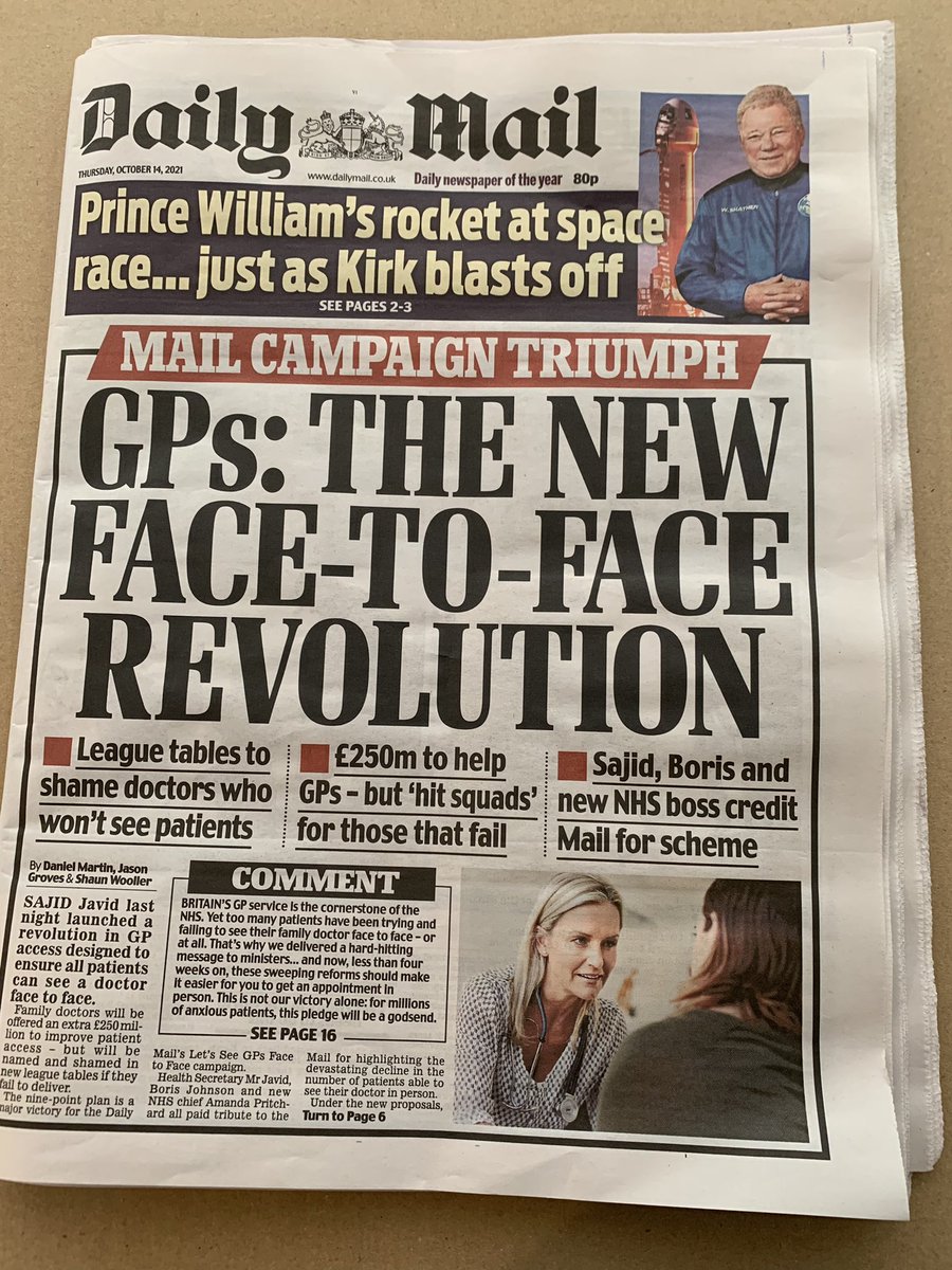 SUSIE1932's tweet photo. William Shatner on front page and pages 2 and 3 of paper today! And rightly so! 🌎🚀🌎#WilliamShatner #CaptainKirk #space #BlueOrigin #toboldlygo #recordbreaker #AllStarTrek #At90 #awesome https://t.co/XzIBIPQ3YF