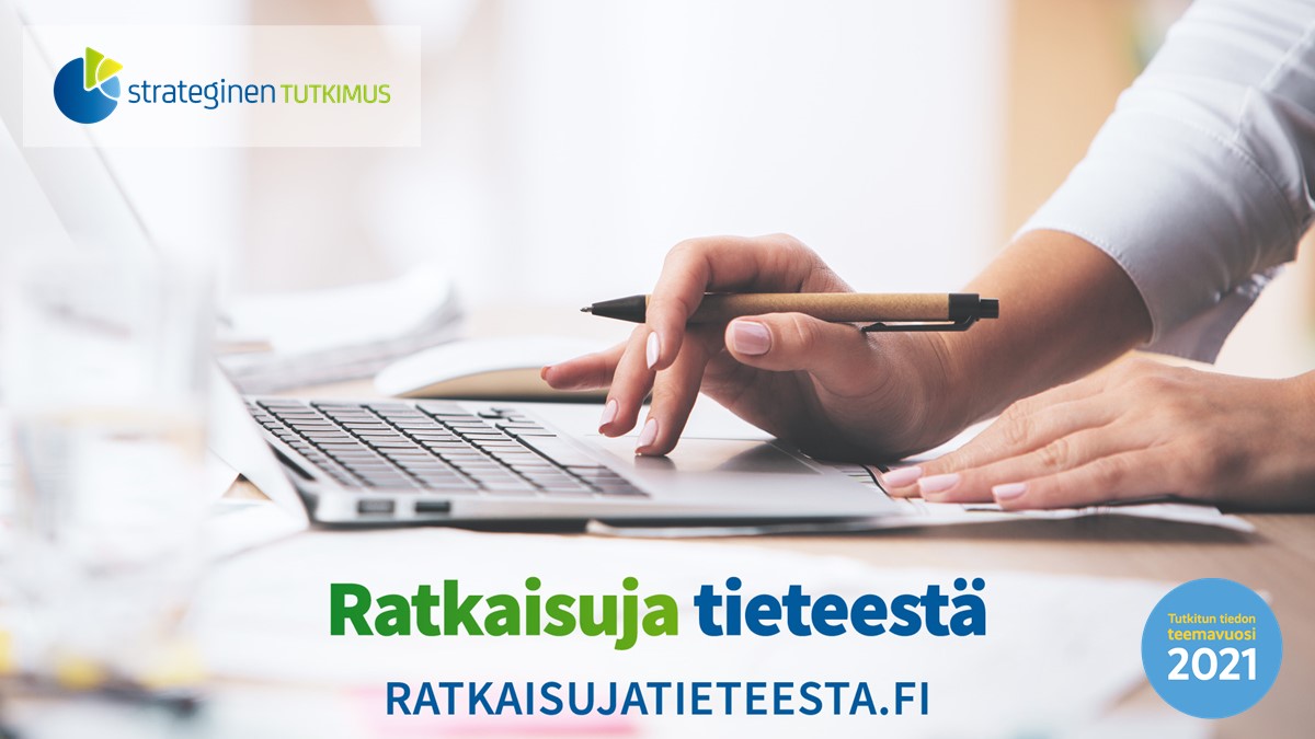 🎉Juuri avattu #RatkaisujaTieteestä -verkkopalvelumme tarjoaa strategisen tutkimuksen hankkeiden tutkittua tietoa ja tuloksia avuksi yhteiskunnalliseen päätöksentekoon. 

Lue lisää uutisesta: aka.fi/strateginen-tu…

#StrateginenTutkimus #vaikuttavuus #tutkittutieto #tttv21