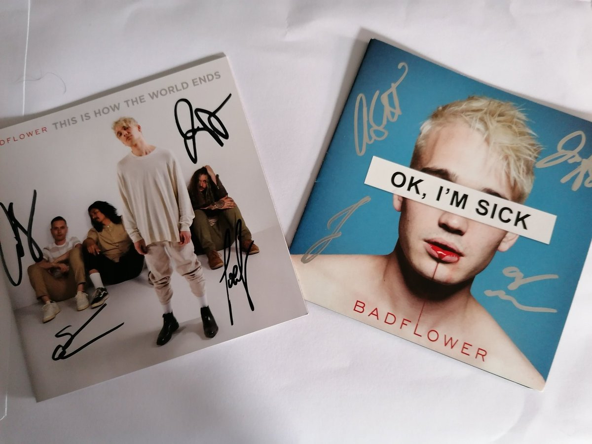 jojo1406's tweet photo. Thanks @GuyB_rockshow @Badflower for my signed cds! Both #OkImSick and #ThisIsHowTheWorldEnds😁👍😍🎶 Such a fab prize, didn't expect both!! 😘😘 https://t.co/WX3fKlPpEt