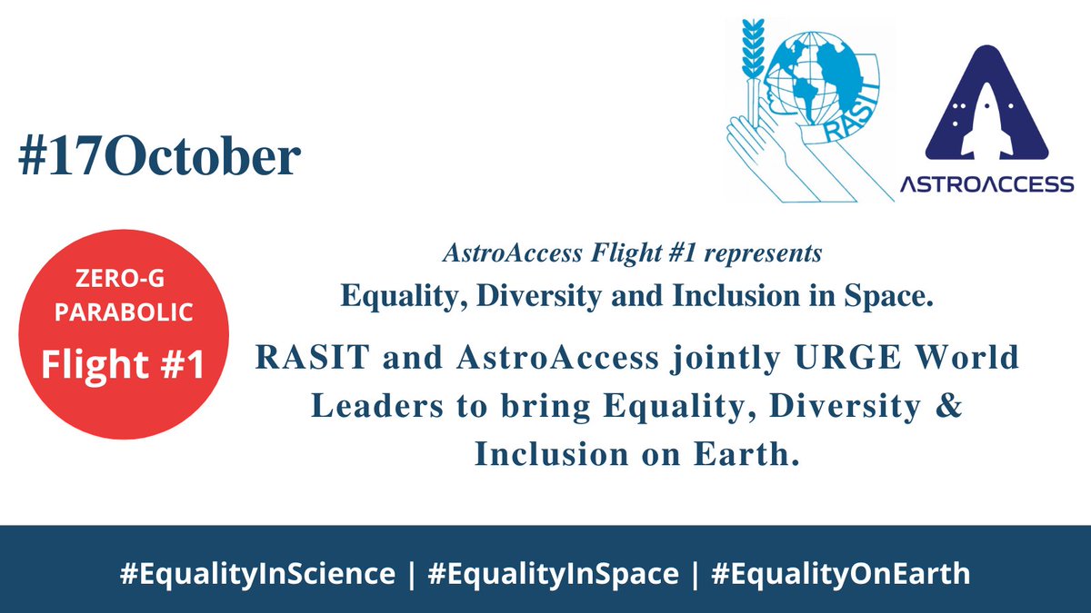 The @astroaccess Inaugural Zero-G Parabolic Flight is an important milestone in achieving #SDG5. The Flight #1 team represents the 50:50, #EqualityInSpace. Join @RASITHQ and @astroaccess in its call for World Leaders to achieve #SDG5 @elhashemite @WomenScienceDay @unwomenchief