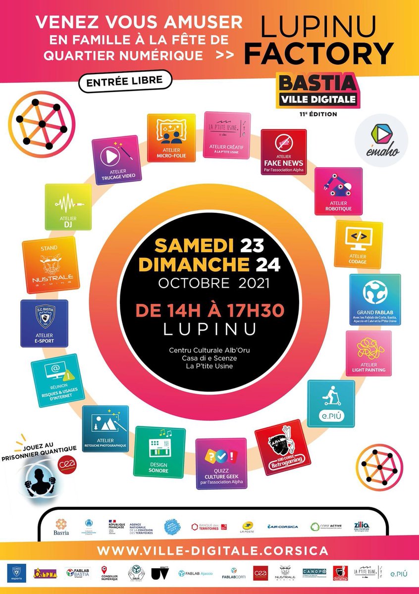 VilleDigitale's tweet photo. [RAPPEL ÉVÉNEMENT] Venez nombreux à notre laboratoire numérique pour découvrir dans tout le quartier de Lupinu, les outils de création #numérique 

@Cita_Bastia @AggloBastia @ANCTerritoires @BanqueDesTerr @caissedesdepots @aircorsica @corse_active @EauZilia @LPNews_Corse https://t.co/ILjyX6XtGR