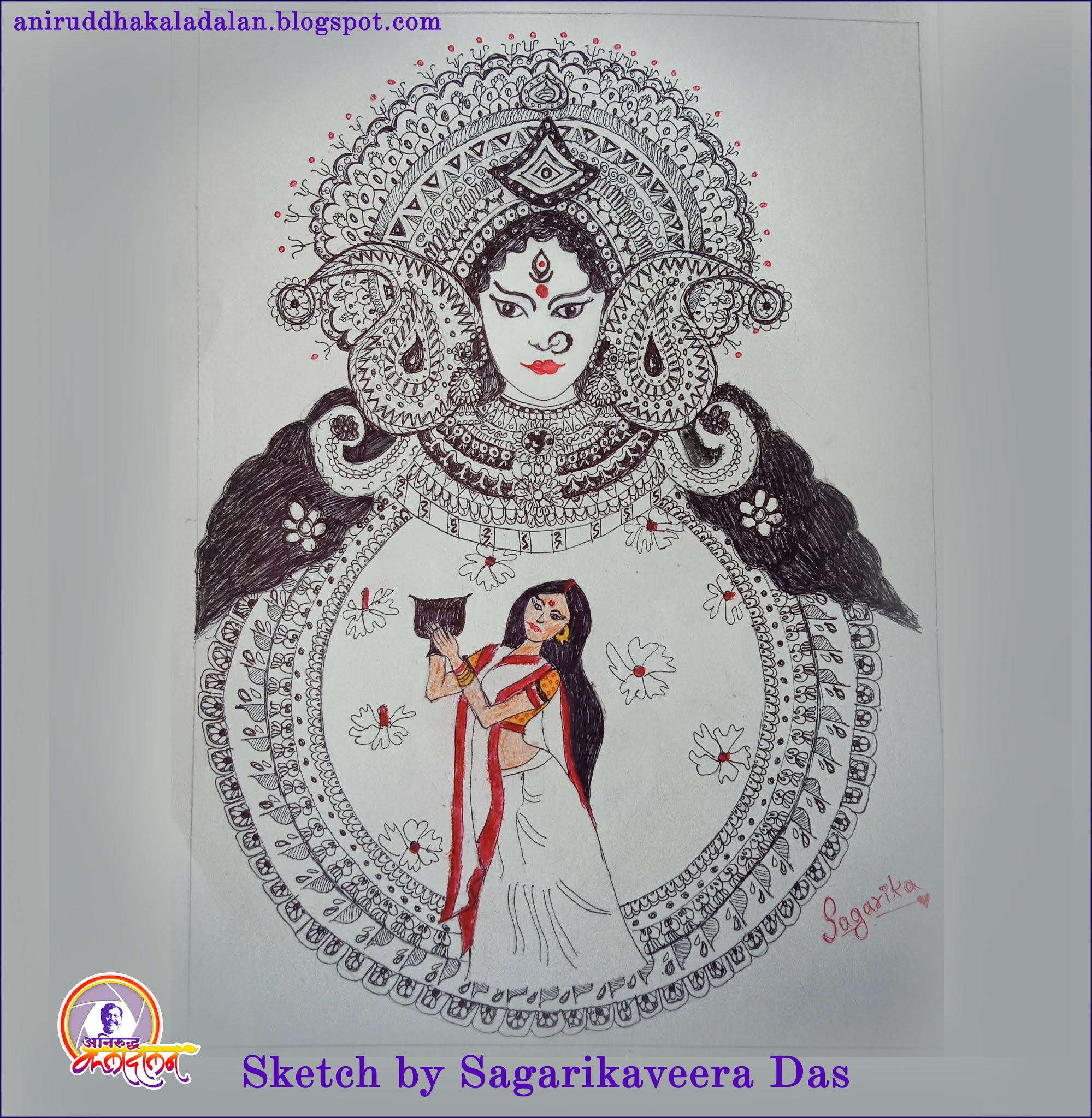 Image of Sketch Of Goddess Durga Maa Or Durga Closeup Face Design Element  In Outline Editable Vector Illustration For A Dasara Festival  Celebration-JT204351-Picxy