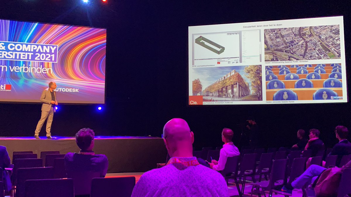 CollinVanKooten's tweet photo. Inspirerend verhaal van de  @ArchitektenCie over #circulariteit. Hoe tools en data helpen om materialen en onderdelen het te gebruiken. #CU2021 https://t.co/Afs3DkqIGZ