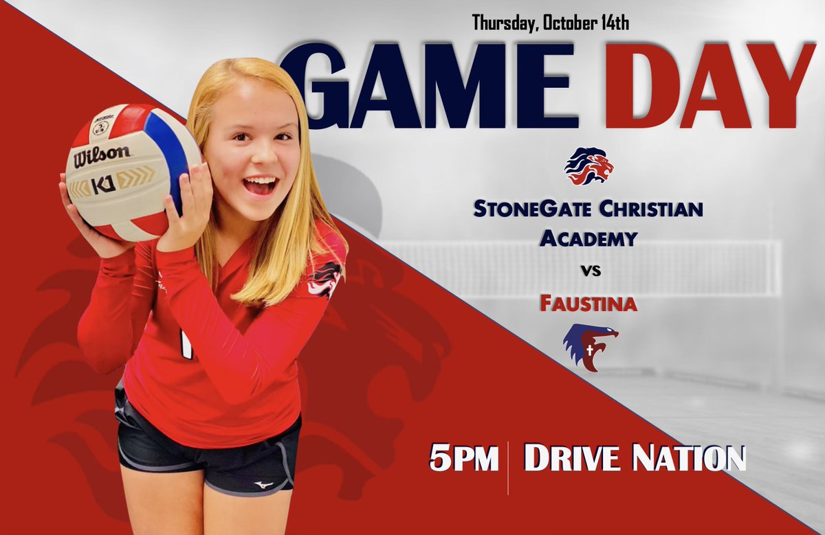 sgcalions's tweet photo. 🏐🏐 GΔMΣ DΔY 🏐🏐

The first of back-to-back away games, as our Varsity squad travels up the highway this evening to take on Faustina 👊🏼
5PM @ Drive Nation Sports in Irving
Come support &amp; cheer our Lady Lions on to victory!!!! 👏🏽🦁👏🏽

#sgcavolleyball #trust #sgcalions #lionpride https://t.co/3hzDoMfem3