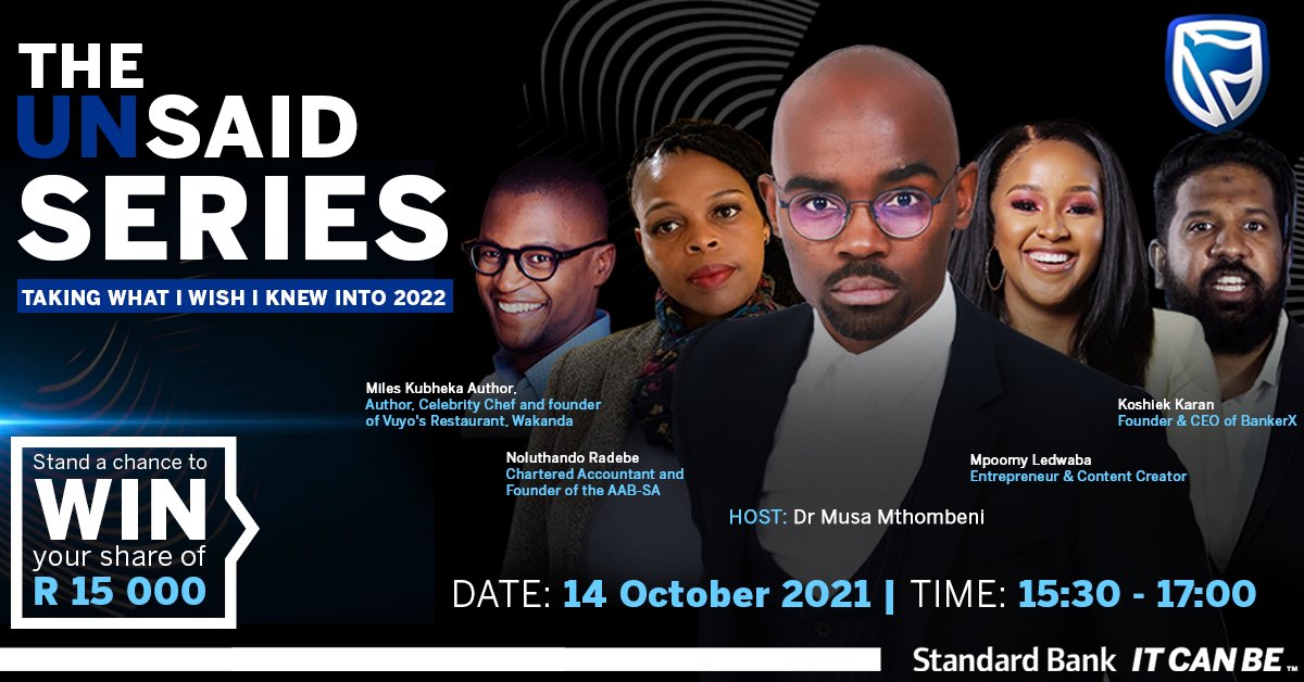 lelo_mbeka's tweet photo. TODAY IS THE DAY! Join @StandardBankZA Unsaid event @ 15:30 .You will be enlightened &amp; thoroughly enjoy the tips from our https://t.co/xxSFK0A88m prizes still up for grabs if you attend.Register now: https://t.co/pmz5hZ7Wx0
Referred by :Lelona Mbeka
#WhatIwishIknew 
#ItCanBe 
#ad https://t.co/SR1qIqOh0M