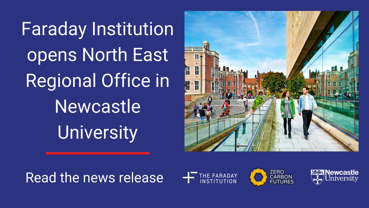 Faraday Institution (@faradayinst) on Twitter photo With <a href="/ZCFutures/">ZeroCarbonFutures</a> we have opened a new office in <a href="/UniofNewcastle/">Newcastle University</a>! The North East region is a growing centre of #battery #research & #innovation. Through this office, we will help bring together multiple bodies in the NE battery ecosystem 🔋
News release 👉lnkd.in/eWbzVpgy With <a href="/ZCFutures/">ZeroCarbonFutures</a> we have opened a new office in <a href="/UniofNewcastle/">Newcastle University</a>! The North East region is a growing centre of #battery #research & #innovation. Through this office, we will help bring together multiple bodies in the NE battery ecosystem 🔋
News release 👉lnkd.in/eWbzVpgy