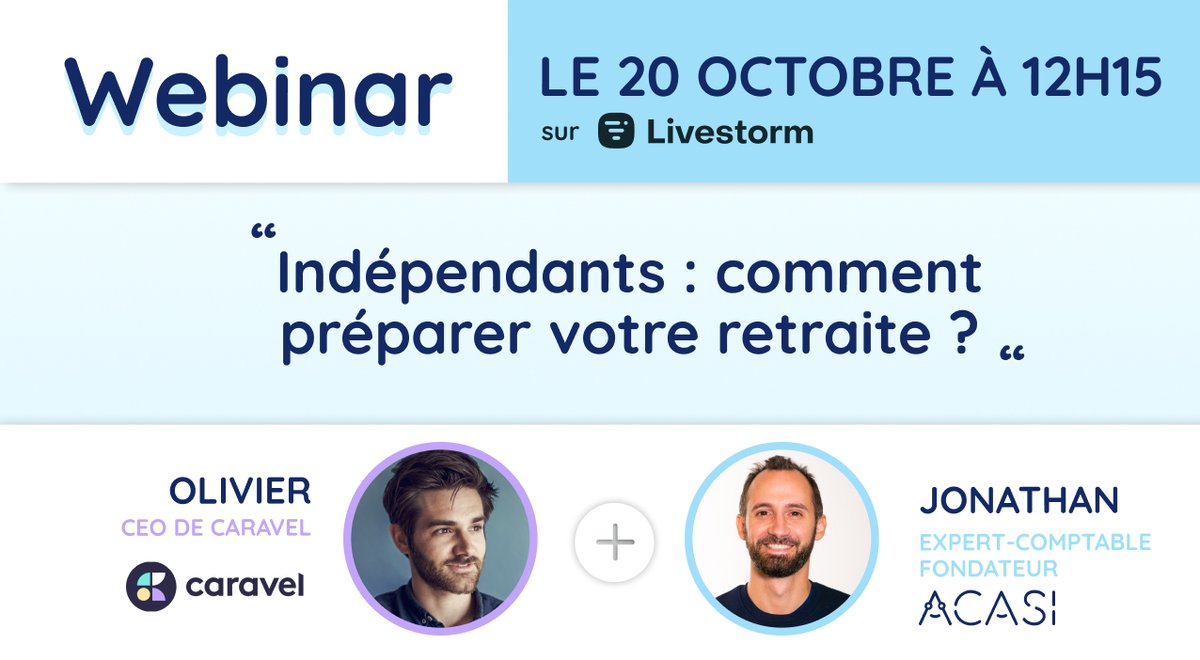 Caravel (@caravelpension) on Twitter photo 👋 Vous êtes #indépendant et la question de la #retraite n'est pas claire ?
Rdv le 20 octobre à 12h15 pour notre webinar avec <a href="/Acasi_io/">Acasi</a>
<a href="/MrCohenJonathan/">Jonathan Cohen</a> et <a href="/RullOlivier/">Olivier Rull</a> répondront à toutes vos questions !
Inscriptions ici 👇
hubs.li/H0Zmqzf0 👋 Vous êtes #indépendant et la question de la #retraite n'est pas claire ?
Rdv le 20 octobre à 12h15 pour notre webinar avec <a href="/Acasi_io/">Acasi</a>
<a href="/MrCohenJonathan/">Jonathan Cohen</a> et <a href="/RullOlivier/">Olivier Rull</a> répondront à toutes vos questions !
Inscriptions ici 👇
hubs.li/H0Zmqzf0