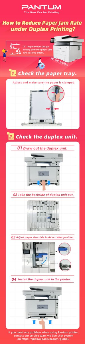 PantumPrinter's tweet photo. 🖨️🖨️🖨️#PaperJam is always an annoying problem when using #printers. Here is a #tip of cutting down paper jam rate under duplex printing mode.
#Pantum #PrinterExpert #laserprinter #business #office #smb #howto https://t.co/e2e7AdQznT