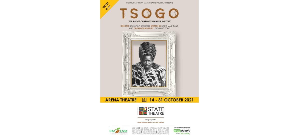 artslinkcoza's tweet photo. TSOGO – THE RISE OF CHARLOTTE MANNYA MAXEKE @sastatetheatre @TebogoDitinti https://t.co/GEjFIUChMh https://t.co/97AluiyI2c
