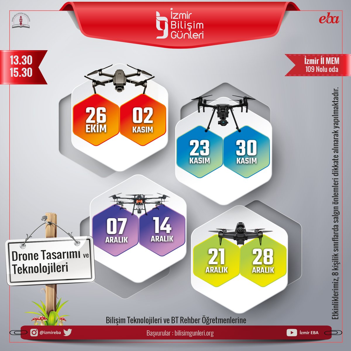 İzmir EBA (@izmireba) on Twitter photo İzmir Bilişim Günleri'nde "Drone Tasarımı ve Teknolojileri" atölyeleri başlıyor📢
Bilişim Teknolojileri ve BT Rehber öğretmenlerimize yönelik atölyelerimiz için geç kalmadan yerinizi ayırtın.
Başvuru:bilisimgunleri.org
<a href="/tcmeb/">Millî Eğitim Bakanlığı</a> <a href="/egitimbilisim/">EBA</a> <a href="/MucahitYentur/">Murat Mücahit Yentür</a> <a href="/izmir_ilmem/">İzmir İl Milli Eğitim Müdürlüğü</a> İzmir Bilişim Günleri'nde "Drone Tasarımı ve Teknolojileri" atölyeleri başlıyor📢
Bilişim Teknolojileri ve BT Rehber öğretmenlerimize yönelik atölyelerimiz için geç kalmadan yerinizi ayırtın.
Başvuru:bilisimgunleri.org
<a href="/tcmeb/">Millî Eğitim Bakanlığı</a> <a href="/egitimbilisim/">EBA</a> <a href="/MucahitYentur/">Murat Mücahit Yentür</a> <a href="/izmir_ilmem/">İzmir İl Milli Eğitim Müdürlüğü</a>