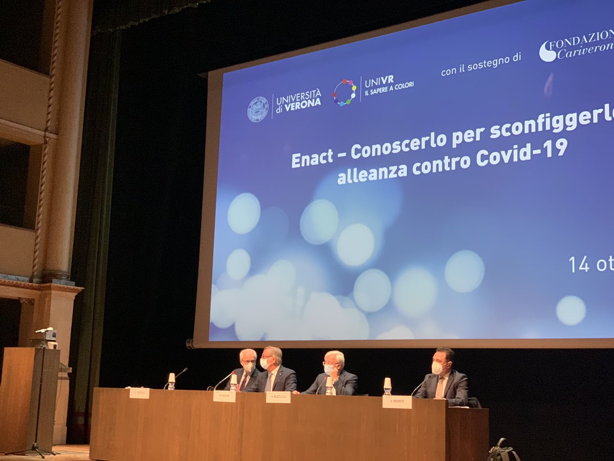 Al Teatro Ristori incontro di presentazione dei risultati progetto “Enact - Conoscerlo per sconfiggerlo, alleanza #Covid-19” partito nel marzo 2020 con il coinvolgimento di vari gruppi di ricerca #Univr e #Aoui #Verona