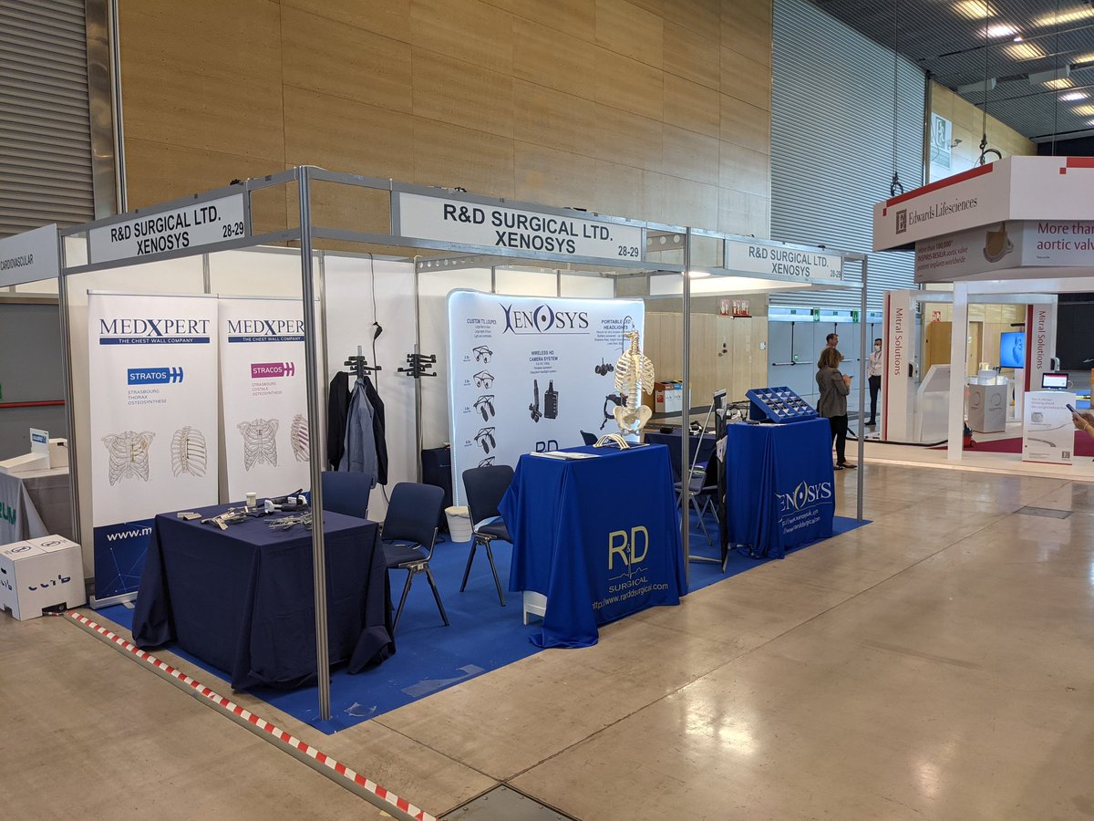 Set up early ready for a long awaited #EACTS2021 . Loupes, headlights, cameras, chest wall repair, and more. Visit booth 28/29 to see us #cardiothoracic #loupes #xenosys #kapp #medxpert #genesee #cosgrove