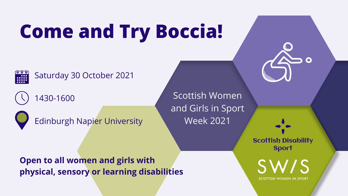 🔴🔵⚪️ Come and Try Boccia | Scottish Women &amp; Girls in Sport Week 2021

There are still spaces available for our Come &amp; Try Boccia session for women and girls with disabilities, delivered in partnership with <a href="/ScotWomenSport/">Scottish Women In Sport</a> 

Register today 👇

scottishdisabilitysport.com/come-and-try-b…