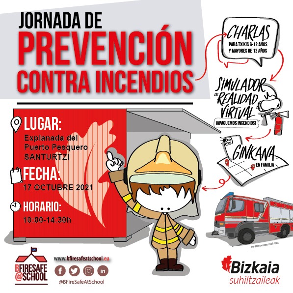 BomberosBizkaia's tweet photo. El Servicio #Bomberos #Bizkaia organiza, como parte del programa @BFireSafeSchool jornadas prevención contra incendios para menores
Este domingo en Santurtzi
Si vives cerca y tienes niñ@s, ya tienes plan!
Aprenderán divirtiéndose
Sorteamos 5 detectores entre quienes retwiteen 👩‍🚒 https://t.co/4gIE3a39Uo