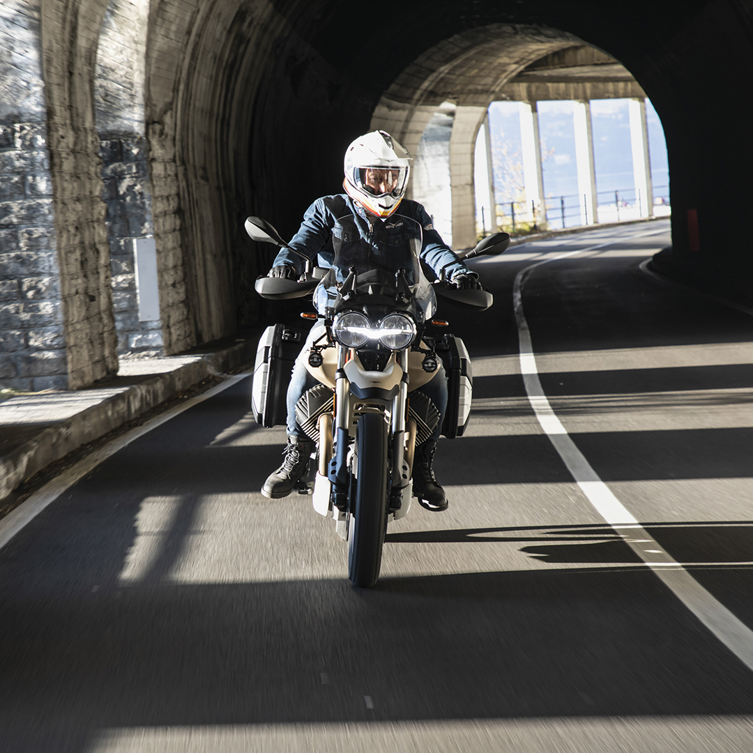 True #Guzzi DNA runs through the #V85TT Travel, equipped for your next adventure 🌎 

🦅 Touring windshield 
🦅 Reduced bulk LED auxiliary lights 
🦅 Adjustable heated handgrips 

Find this on 3% APR PCP finance (a rate lower than our standard APR!) 👉 bit.ly/2YAOsLB