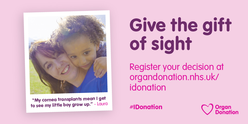 OrganDonationNI's tweet photo. Please consider giving the gift of sight after death, to help those waiting to have their sight saved or restored, like Laura. Find out more at https://t.co/B9vmAeatC5 #IDonation #YesIDonate https://t.co/du88Qg9MCB
