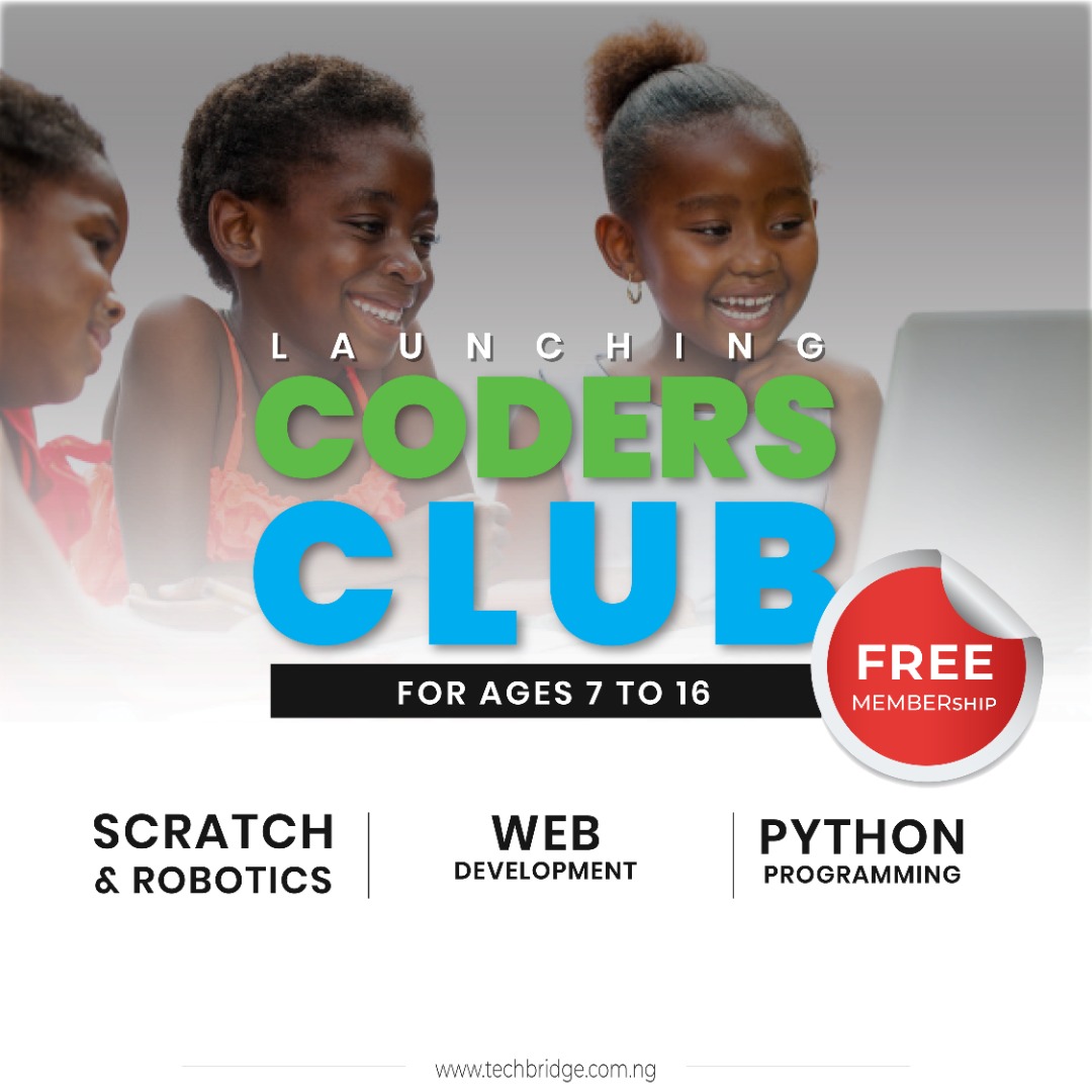 TechbridgeC's tweet image. TCC- BUILDING THE BUILDERS OF TOMORROW

You&apos;d agree that there is nothing as awe-inspiring as watching children creatively solve problems and profer solutions.

The question is, how do you develop your child to be creative and innovative?

Here&apos;s your answer: THE CODERS&apos; CLUB!