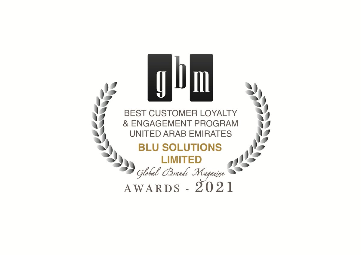 GlobalBrandsMag's tweet photo. Global Brands Magazine has awarded @BLULoyalty  "Excellence in Customer Loyalty and Reward Solutions, United Arab Emirates 2021" and "Most Innovative Customer Loyalty and Engagement Tech, United Arab Emirates 2021" at the Global Brand Awards 2021.
#awards2021 #globalbrandsmag https://t.co/4yBNZNUsSL