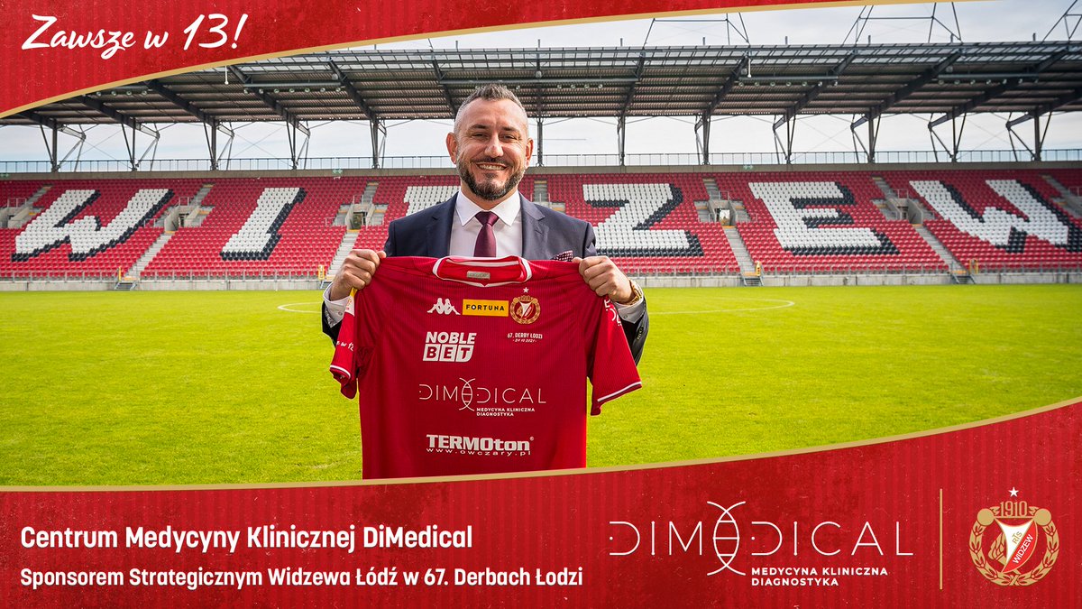 Centrum Medycyny Klinicznej DiMedical zostało Sponsorem Strategicznym Widzewa Łódź w 67. Derbach Łodzi! 🇦🇹
#DiMedical #DerbyŁodzi #ZawszeW13! 

Więcej ⤵️
🔗 bit.ly/DiMedical_Spon…