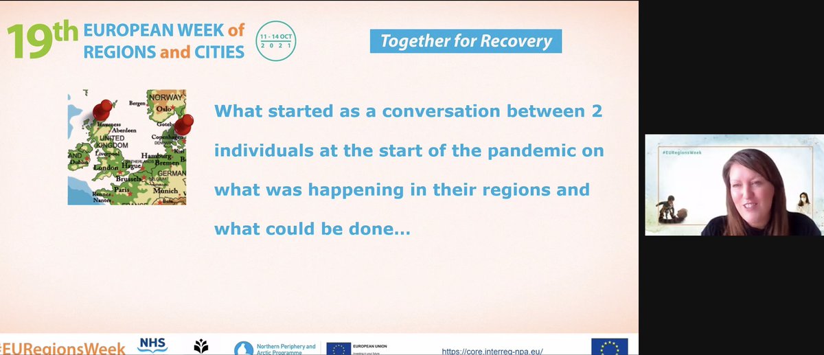 “How the Northern Periphery Responded to COVID-19 is a success story of cohesive working. From 2 people thinking how they can help to 133 experts giving their extra time” <a href="/heaney_lee/">Lee Heaney</a>  presenting at  #EURegionsWeek