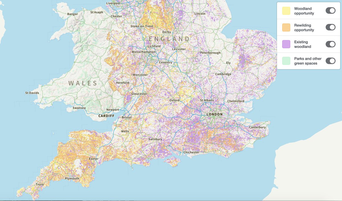 Guy Shrubsole (@guyshrubsole) on Twitter photo 3/n We asked <a href="/TerraSulisCIC/">Terra Sulis Research CIC</a> to map what'd happen if England’s existing broadleaved woods were allowed to regenerate out to 150 metres on all sides – whilst protecting other habitats like peat bogs & species-rich grasslands, & high-grade farmland. Map here: mapst.ac/foe/woodland-2… 3/n We asked <a href="/TerraSulisCIC/">Terra Sulis Research CIC</a> to map what'd happen if England’s existing broadleaved woods were allowed to regenerate out to 150 metres on all sides – whilst protecting other habitats like peat bogs & species-rich grasslands, & high-grade farmland. Map here: mapst.ac/foe/woodland-2…