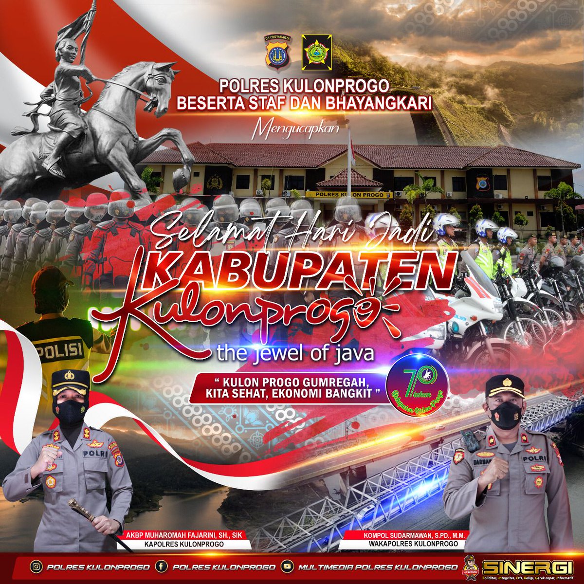 GirimulyoPolsek's tweet image. Polres Kulonprogo beserta Staf dan Jajaran

mengucapkan

&quot;Selamat Hari Jadi Kabupaten Kulonprogo ke-70&quot;
#thejewelofjava #kulonprogo 
.
&quot;Kulonprogo Gumregah, Kita Sehat, Ekonomi Bangkit&quot;
.
@kab_kulonprogo @panoramakulonprogo @kulonprogo_ku @polreskulonprogo